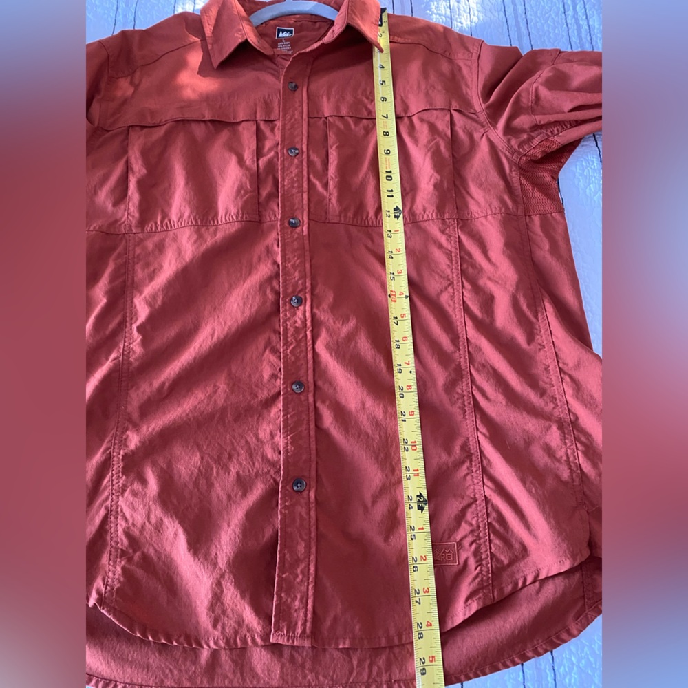 REI Co-op long-sleeve button up shirt in a rust/orange color large - Picture 10 of 10